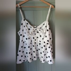 Torrid White Polka Dot Blouse Size 3X